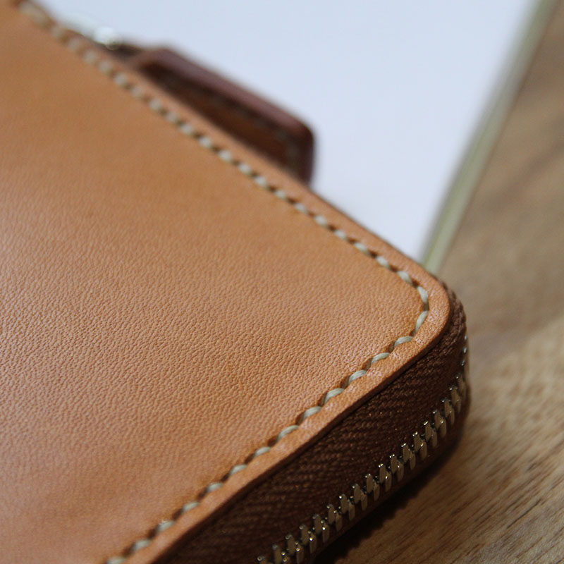 日本牛皮皮夹制作手工制手工慢工头层枥木植鞣钱包