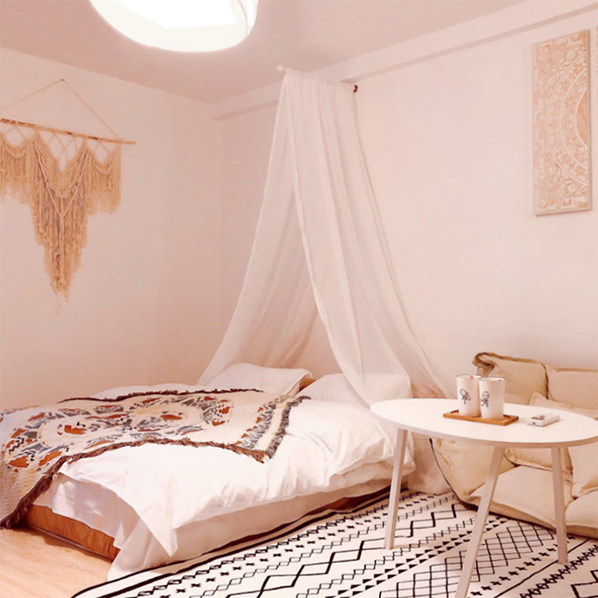 中式帘带床幔麻纱双人四柱客栈墙单民宿美式床幔