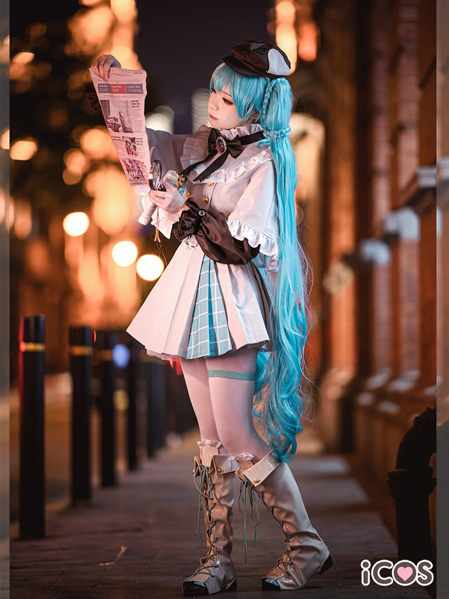 侦探现货icos初音未来cos少女miku斗篷cosplay服装cosplay女装
