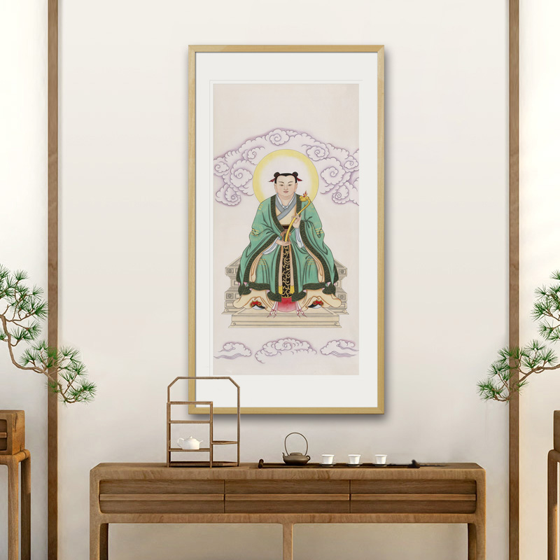 工笔道教神仙人物国画三茅真君画像道场法会国画
