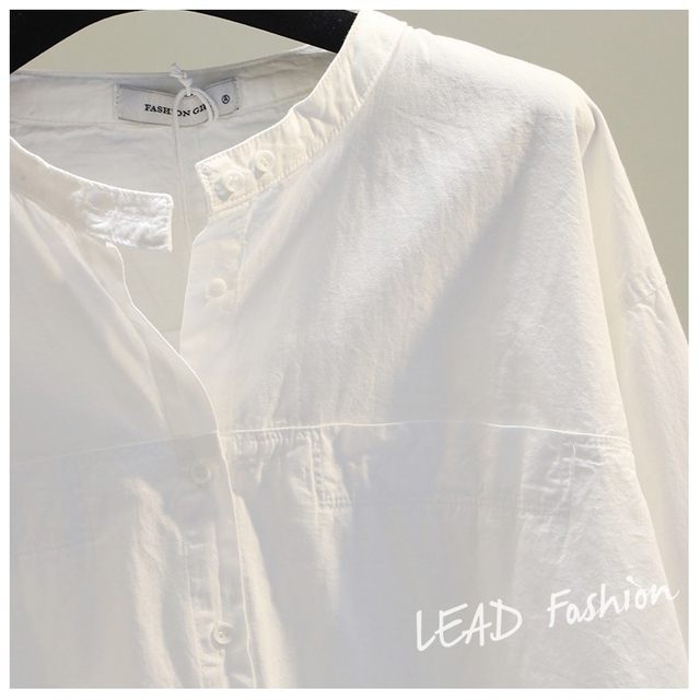 Round neck white shirt women's 2020 spring and autumn new Korean fan art small fresh shirt all-match casual top cardigan Round neck white shirt women's 2020 spring and autumn new Korean fan art small fresh shirt all-match casual top cardigan