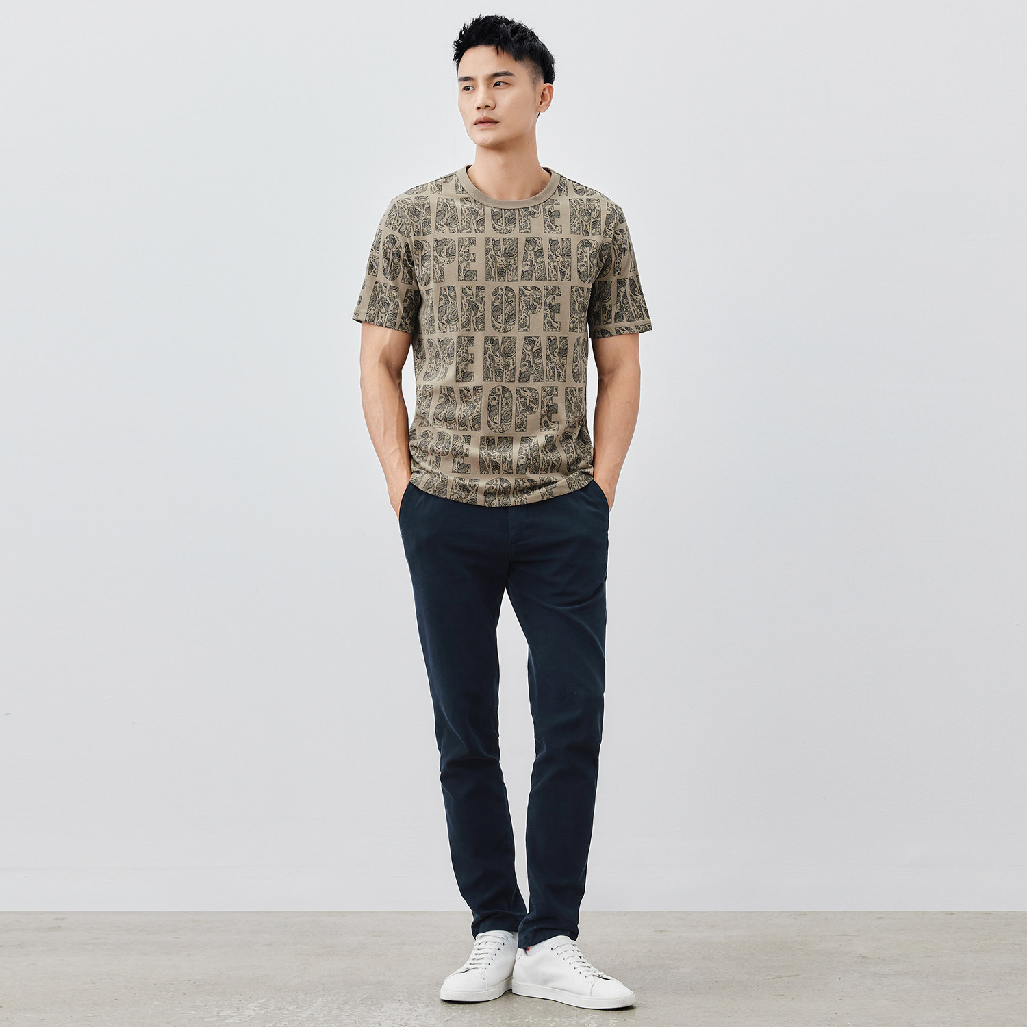 酷衣购2022新款男装字母印花短袖时尚休闲男士体恤t恤