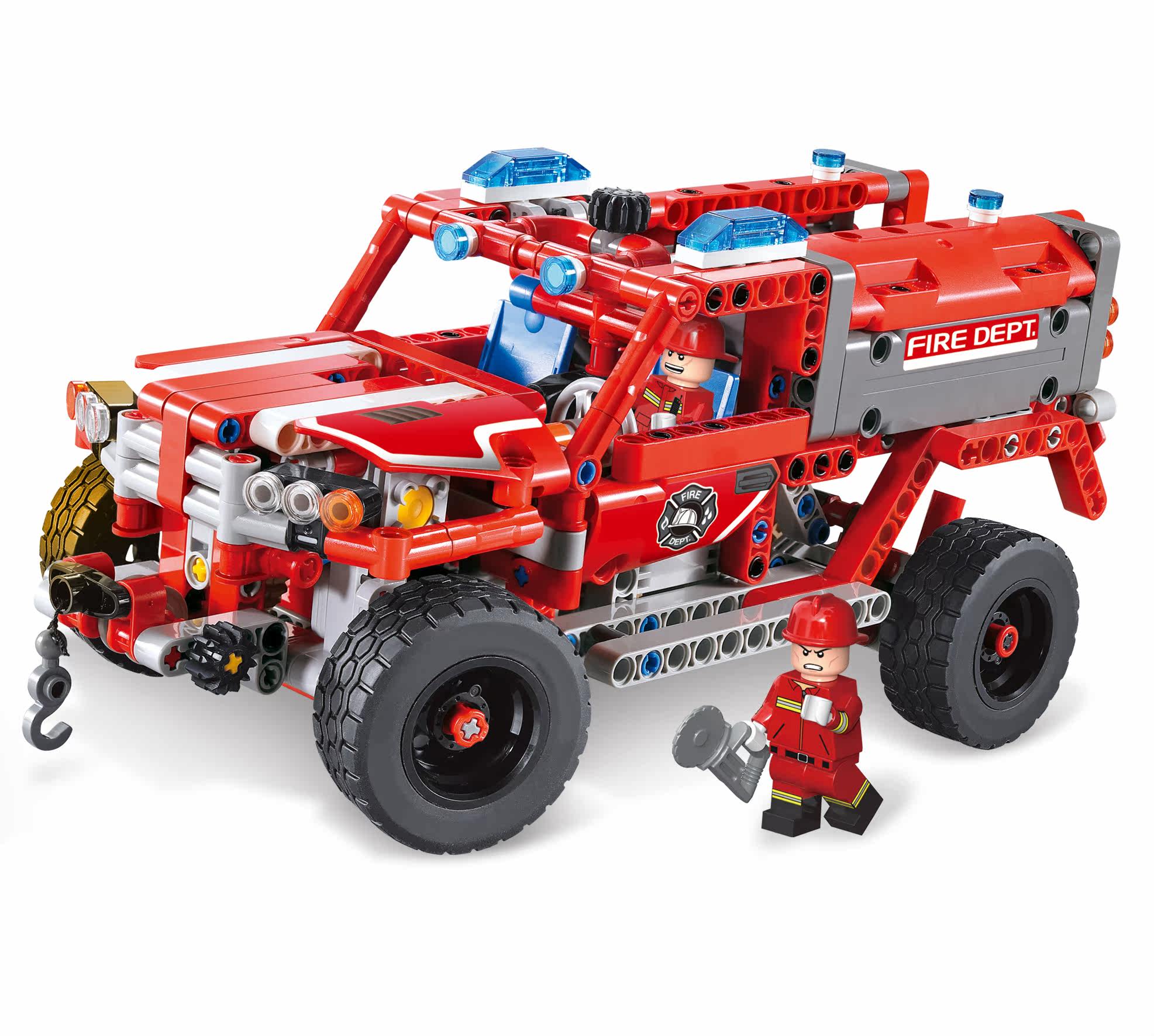 得高3375消防救援车拼装积木模型 消防员系列益智拼装玩具礼物