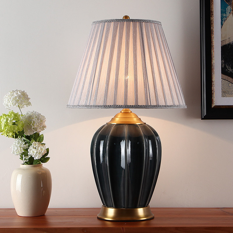 台灯简约现代中式陶瓷卧室北欧床头头灯家用装饰台灯