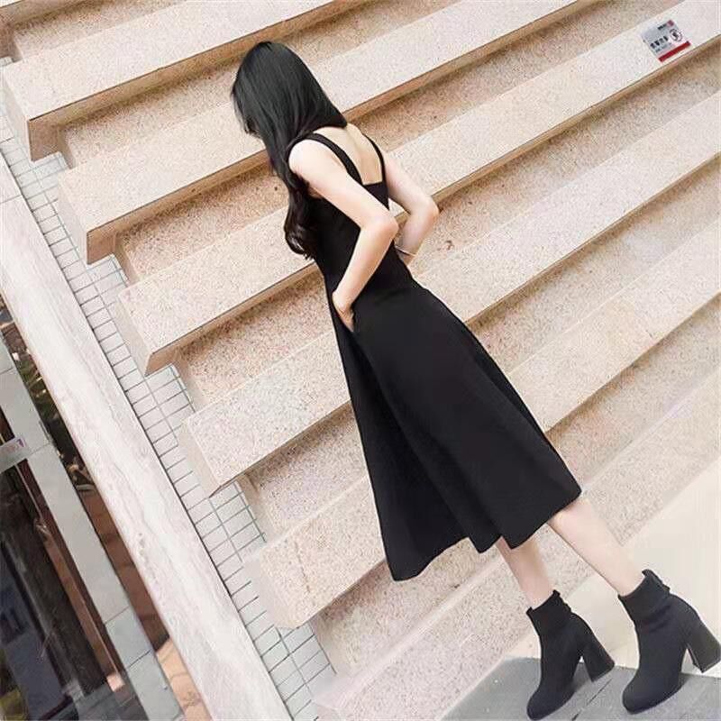 她秘口袋户外打野拉链胸部开口连衣裙长裙夏季连衣裙