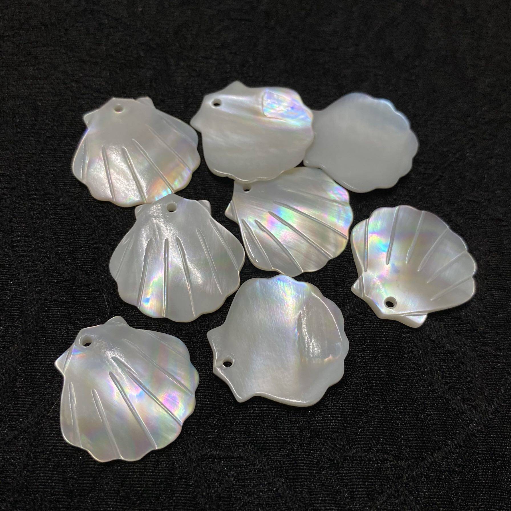 贝壳扇贝diy耳饰美国白贝幻彩实物美美其他diy饰品配件