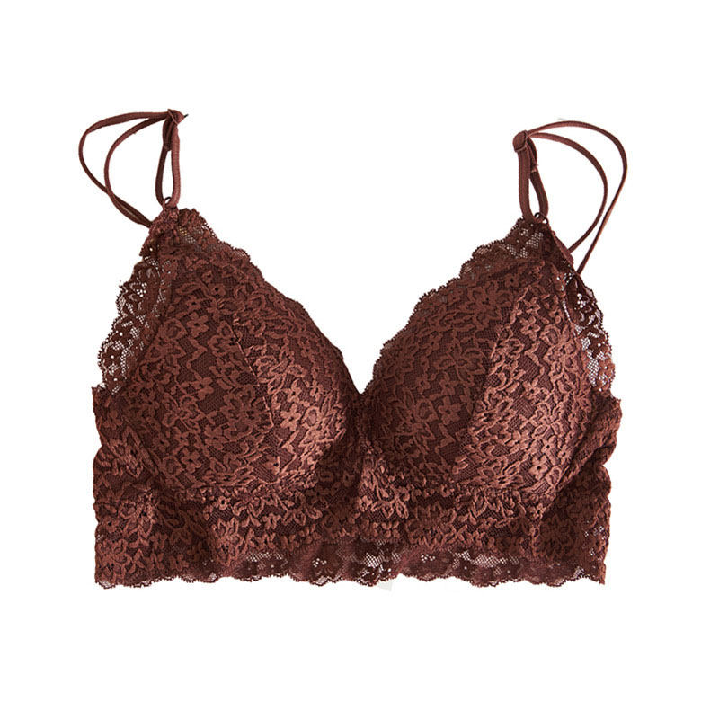 hanamoli真丝内衣女桑蚕丝钢圈蕾丝薄款小胸舒适文胸