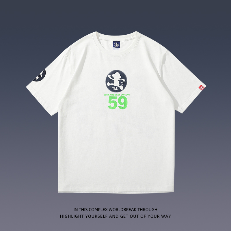 悟空本铺夏季猴子福神道乐短袖T恤潮牌青少年圆领百搭T恤男士半袖