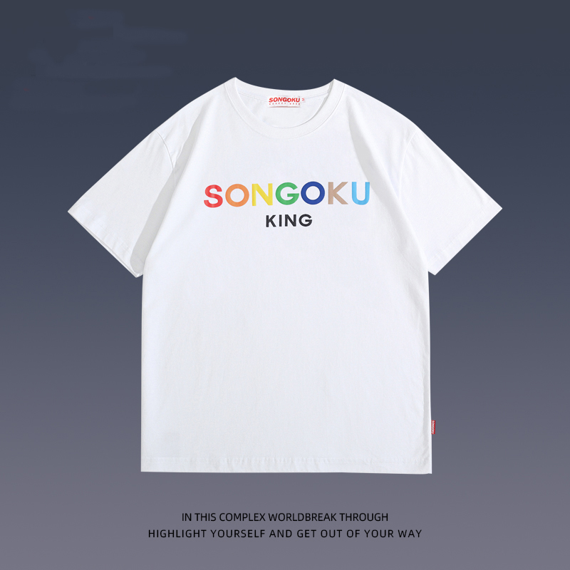 悟空本铺日系原宿风潮牌印花短袖学生百搭纯棉夏季男士圆领T恤衫