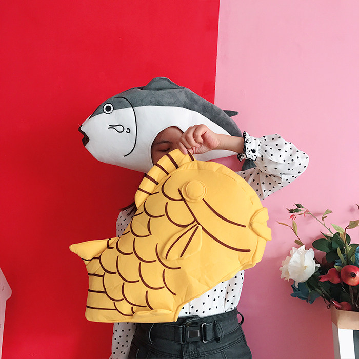 少女毛绒帽子可爱甜美锦鲤小鱼头套韩国网红帽子