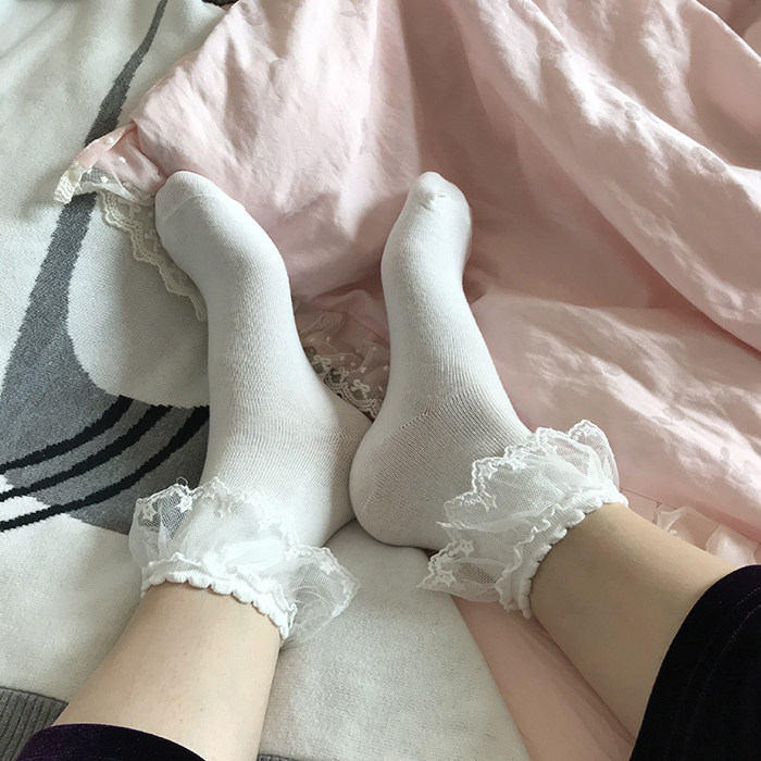 日系甜美美少女元气百搭jk学院花边短袜可爱短袜