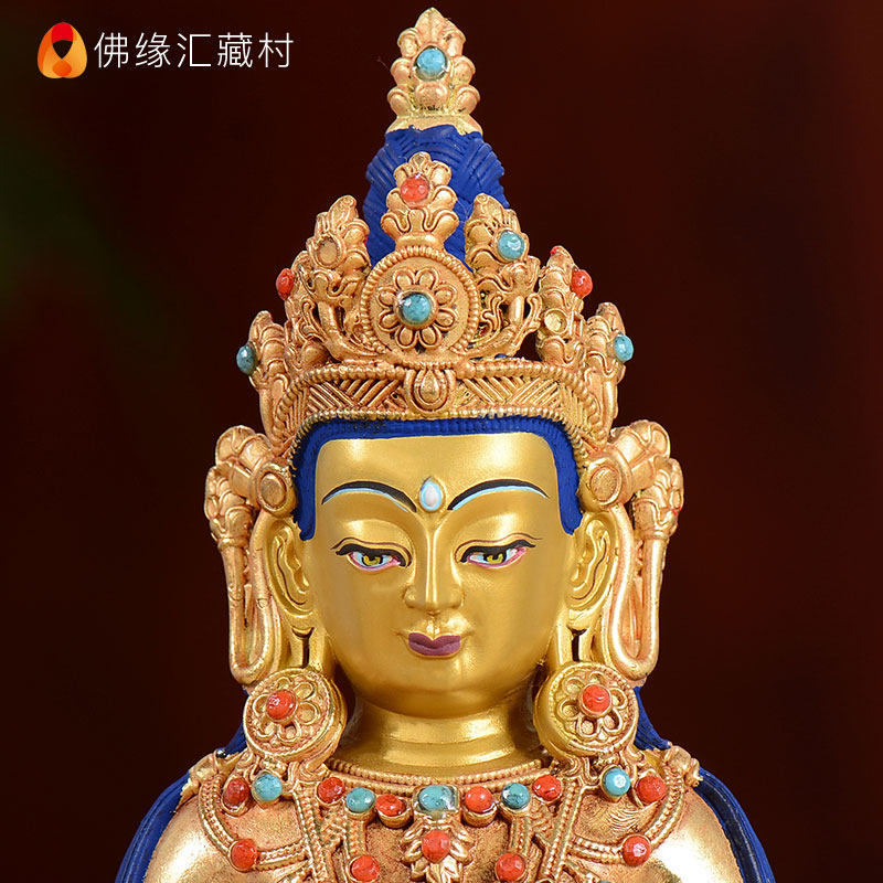 佛缘长寿佛像纯铜全鎏7寸无量寿佛藏传佛教佛堂摆件