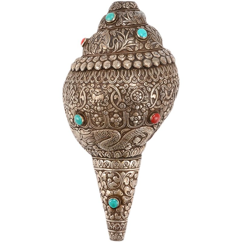 佛缘藏传佛教密宗供具左旋天然海螺八吉祥雕花尼泊尔海螺