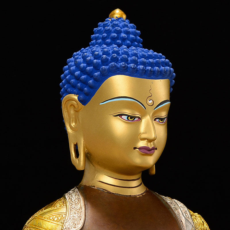 佛缘释迦牟尼佛像藏传密宗15寸释迦摩尼铜鎏金银摆件