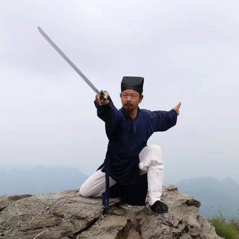 武当长袍亚麻太极三丰道士太极拳练功服装表演太极服