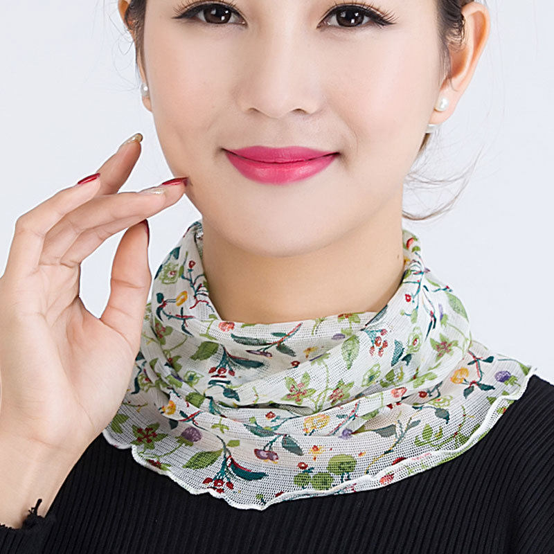 网纱脖套女真真丝桑蚕蚕丝围脖套头薄款夏季围巾