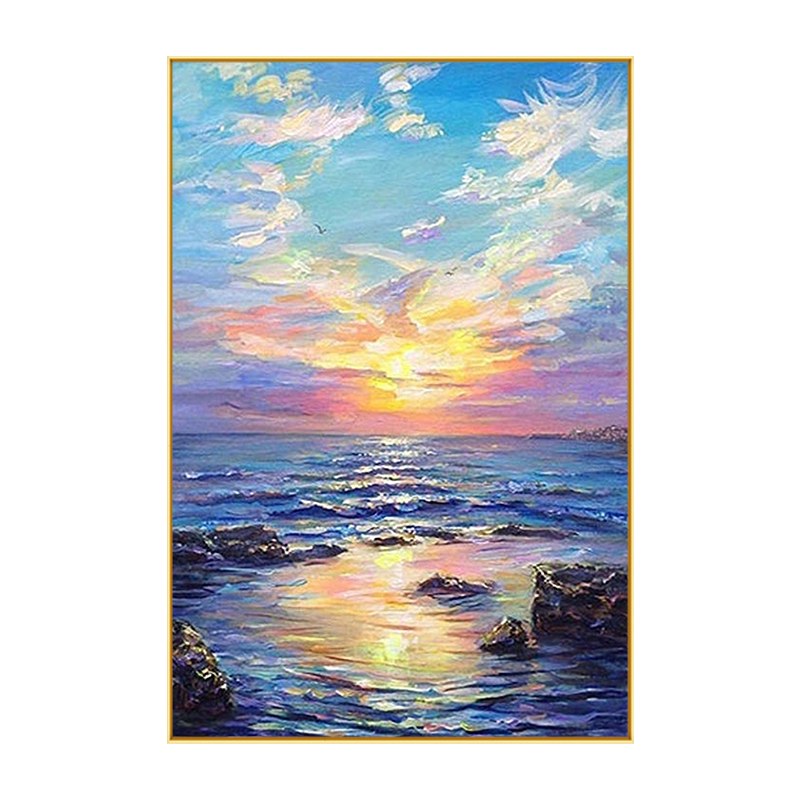 手绘油画大海风景画抽象艺术挂画现代简约玄关客厅油画