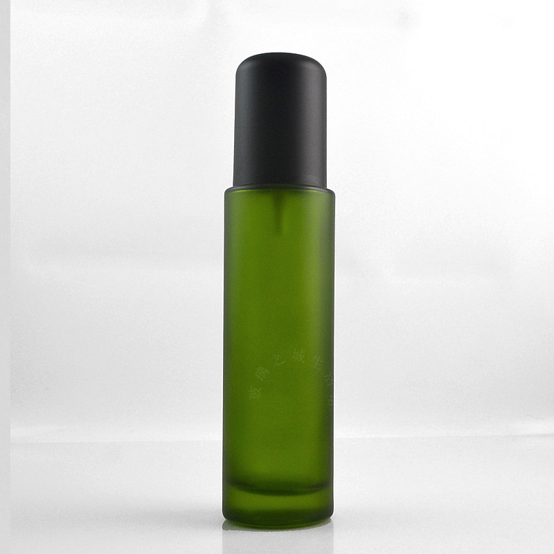80ml墨绿磨砂绿高白料玻璃瓶水瓶滴管细雾乳液化妆