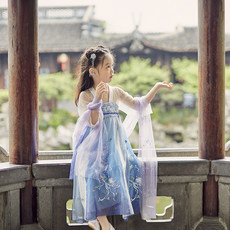 汉服女童夏装女宝宝中国风古装超仙飘逸连衣裙小女孩原创改良唐装 汉服女童夏装女宝宝中国风古装超仙飘逸连衣裙小女孩原创改良唐装