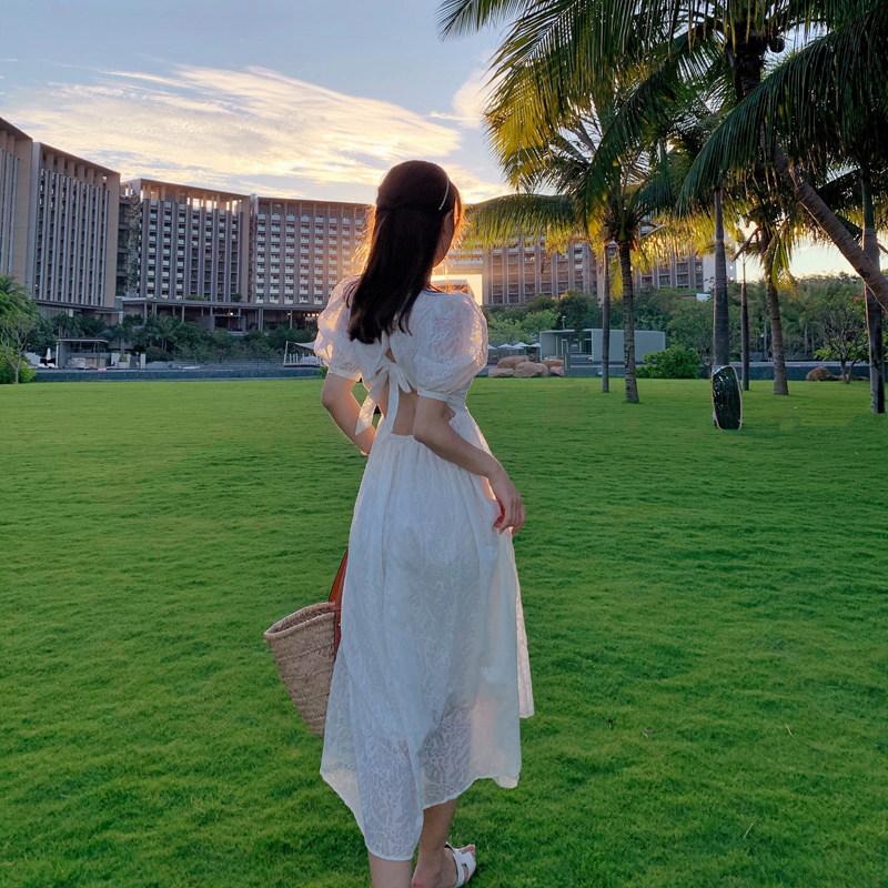 沙滩三亚拍照旅游衣服度假裙子超仙旅行纯棉连衣裙