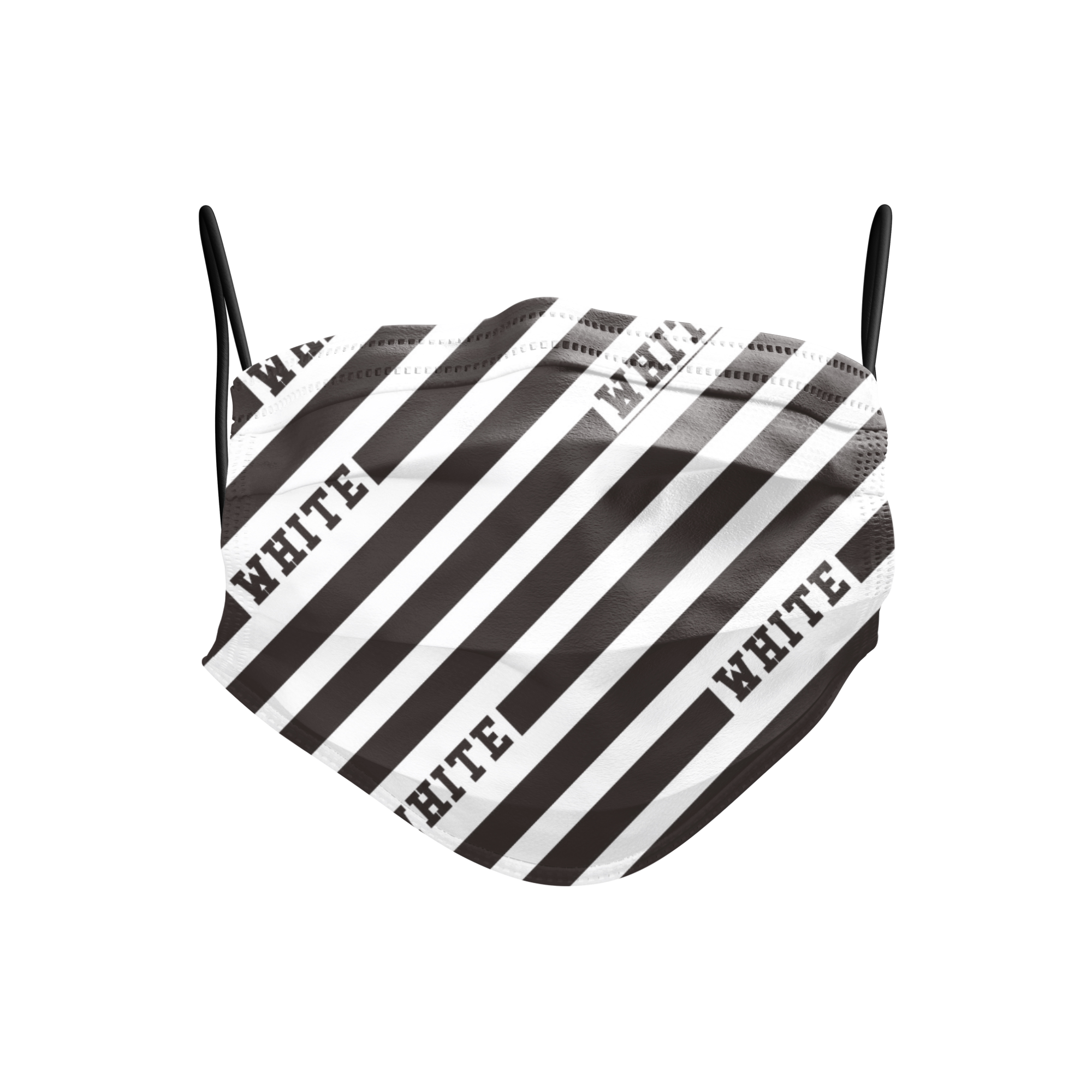 时尚潮牌卡通彩色印花小熊黑白off条纹网红口罩