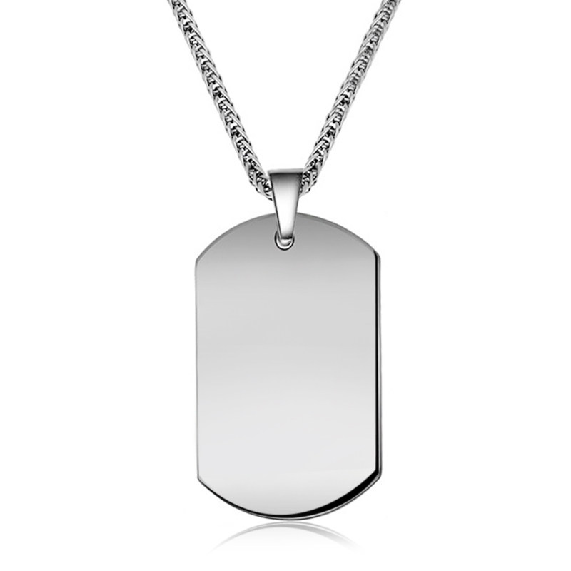 美国大兵军牌项链男士挂饰刻字潮男钛钢定制嘻哈吊坠身份牌配饰铭