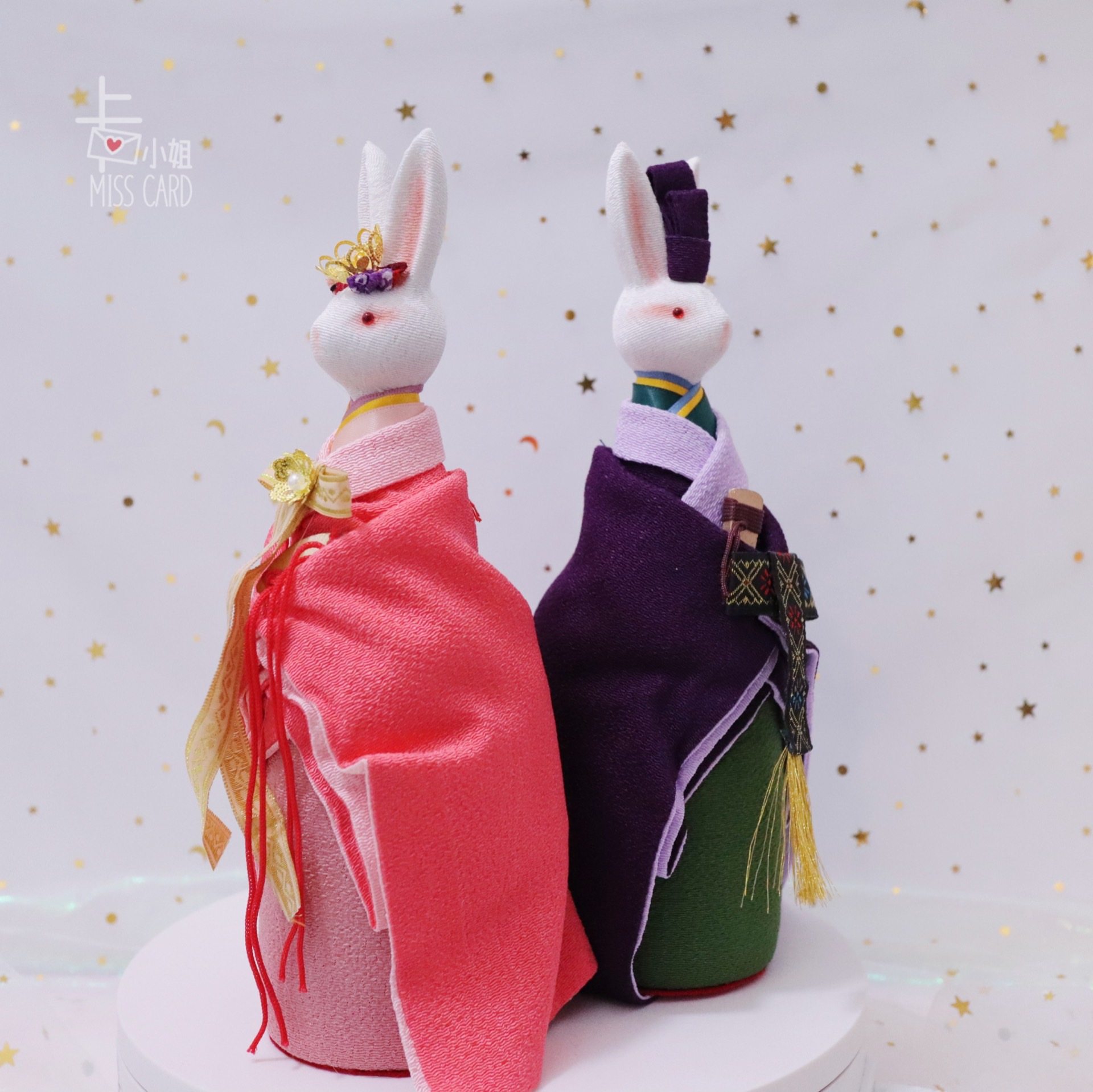 日本和服情侣情侣兔兔子音乐盒八音盒结婚结婚礼礼物音乐盒