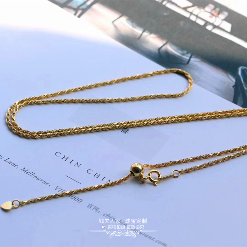 新品镀金麻花扭扭项链意大利进口工艺24寸长度项链