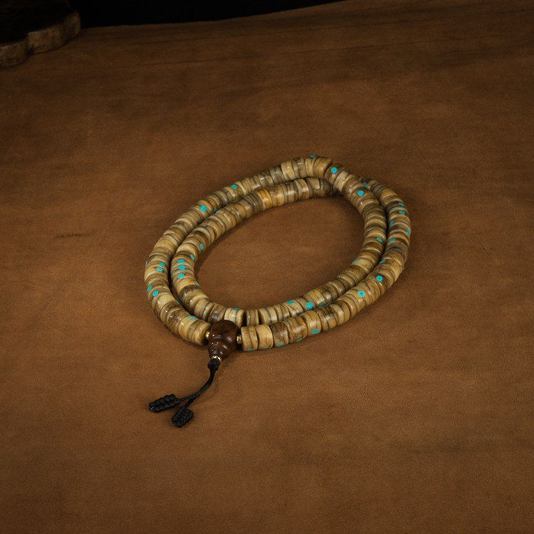 佛珠藏传手串念珠咒点绿松满绿松密宗镶嵌化老佛珠手链