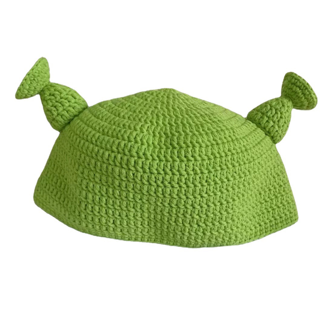 痞幼同款帽子儿童绿色婴儿搞怪可爱怪物史莱克帽子