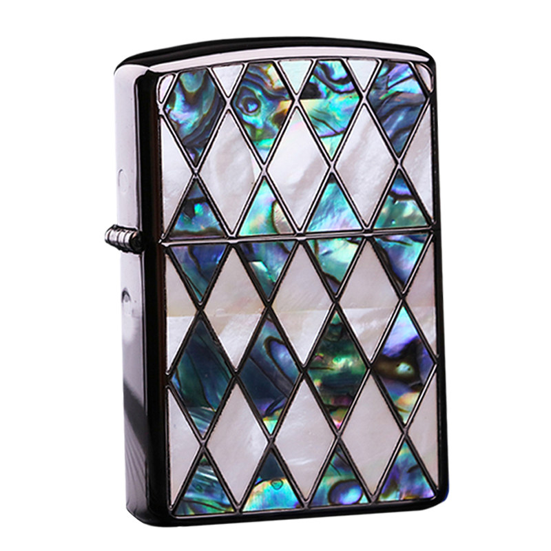 正版zippo打火机 万有引力文章同款双面贝壳镶嵌菱形限量款贝壳机