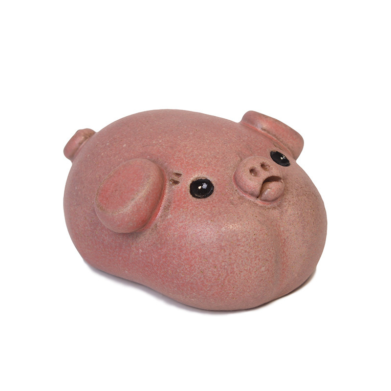 台湾陶艺师 莺歌镇手工陶茶宠 萌萌猪 生肖猪 贺岁茶偶 茶摆件