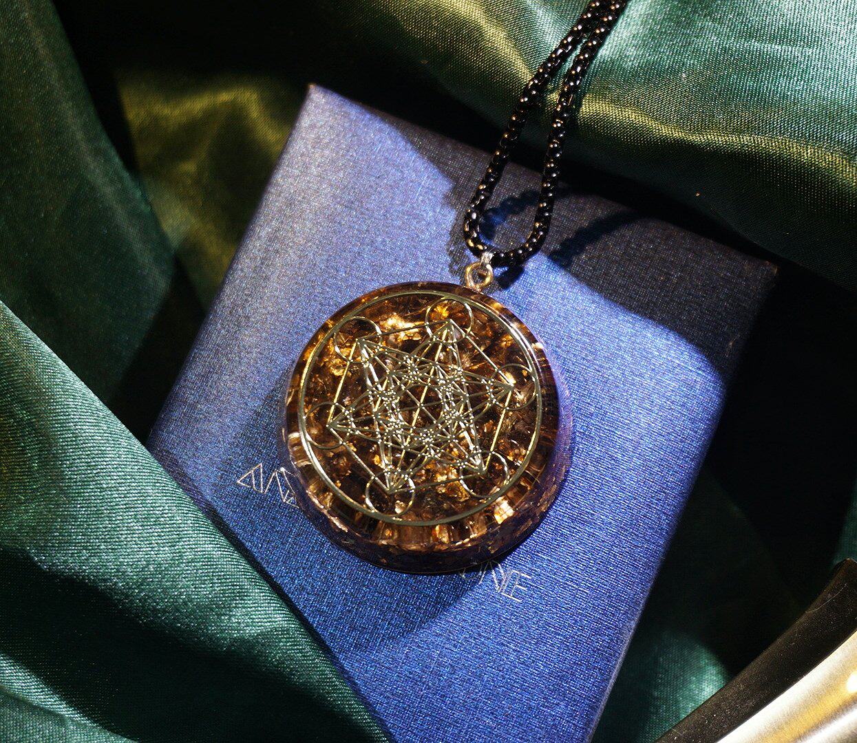 梅塔特隆麦达昶立立方体原创手工正品茶晶水晶项坠