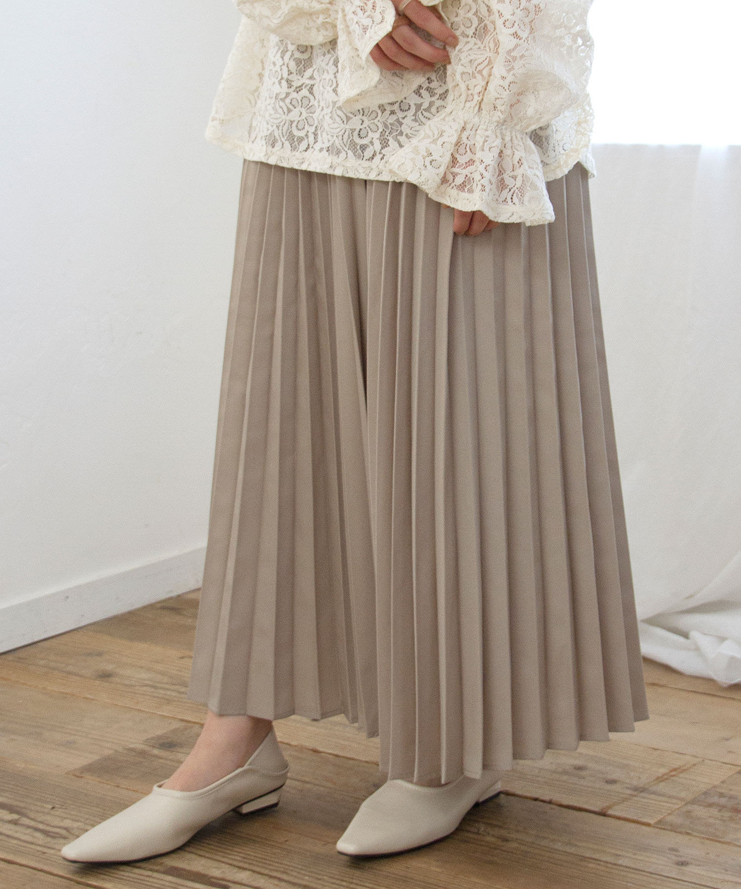 annuus日系crisp气质显瘦高腰纯色大摆中长百褶裙半身裙