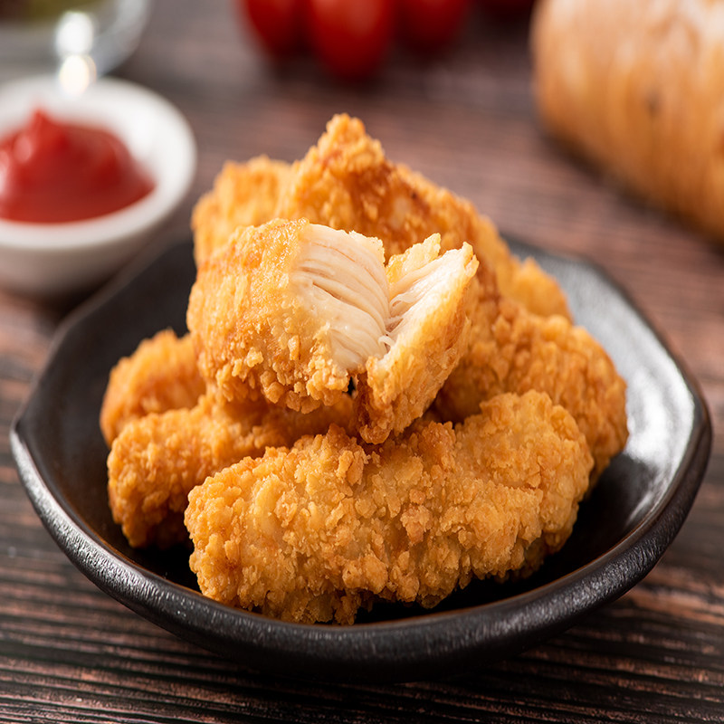 新和盛嫩五方无骨黄金手撕鸡条汉堡店外外卖鸡肉丸