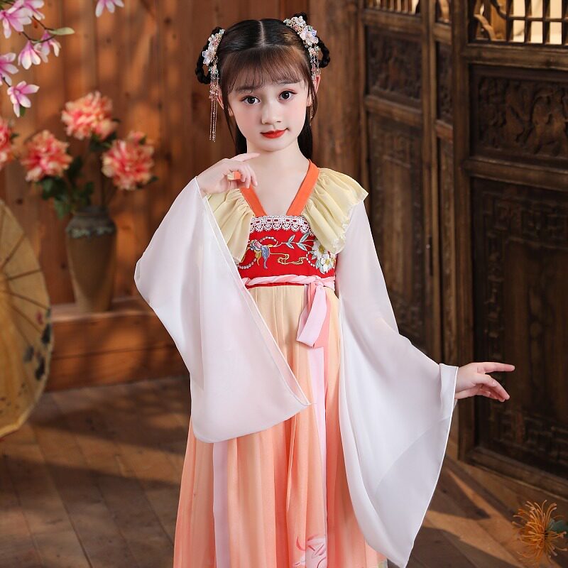 儿童古装唐装襦裙女童汉服秋装长袖超仙春中唐装