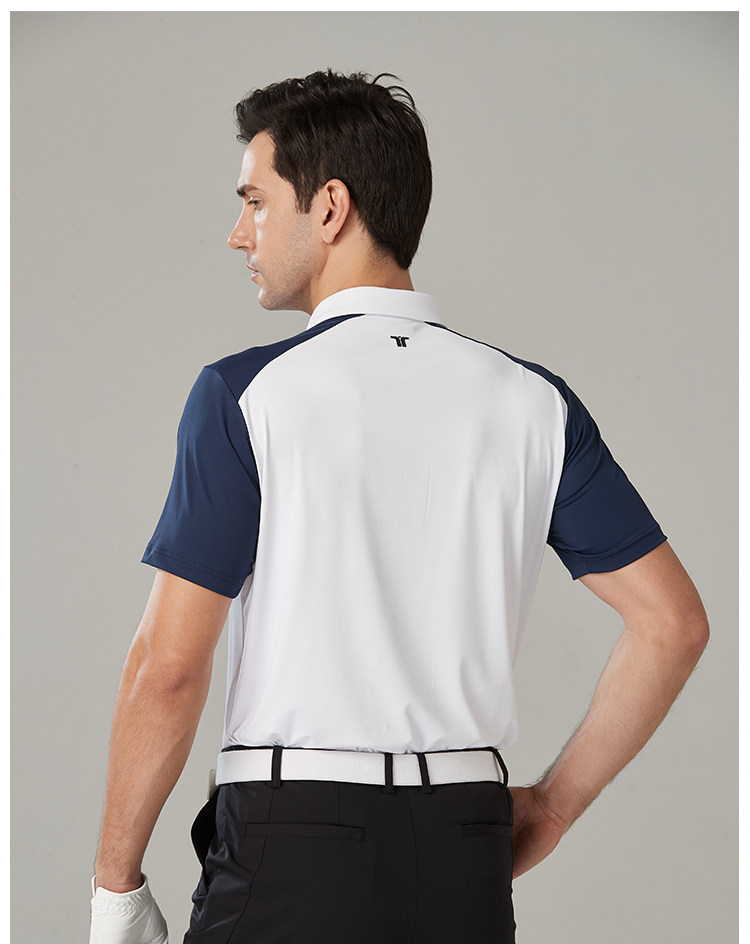 夏季高尔夫男装短袖t恤撞色弹力速干牛奶丝有领polo衫golf衣服男