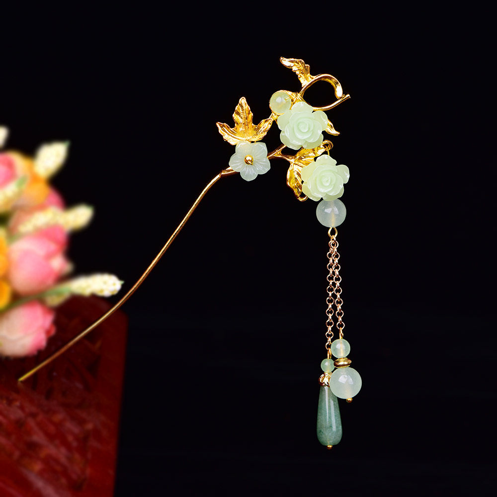 发簪现代简约古风发插古装古代旗袍汉服盘发钗女流苏发饰