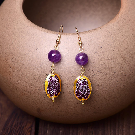 National Scenery Thai Blue Ear Women's Retro Classic Simple Temperament Earriers Jewelry Jewelry Towers and accessories cheongsam National Scenery Thai Blue Ear Women's Retro Classic Simple Temperament Earriers Jewelry Jewelry Towers and accessories cheongsam