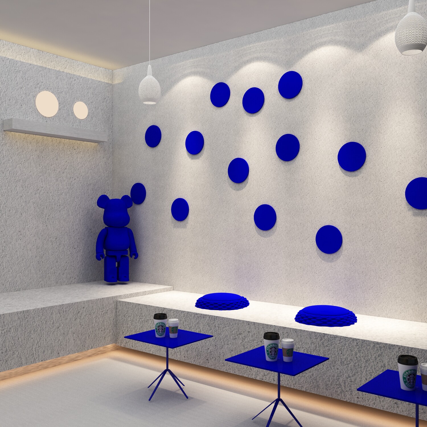 克莱因蓝墙网红打卡背景拍照区布置酒吧装饰品场景软装墙贴