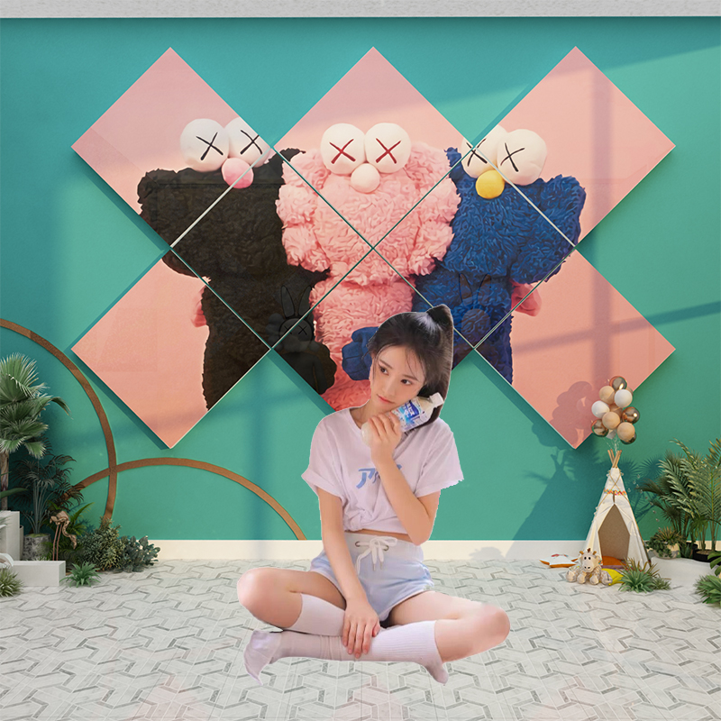 芝麻街网红打卡布置拍照区酒吧清吧墙面装饰品场景软装墙贴