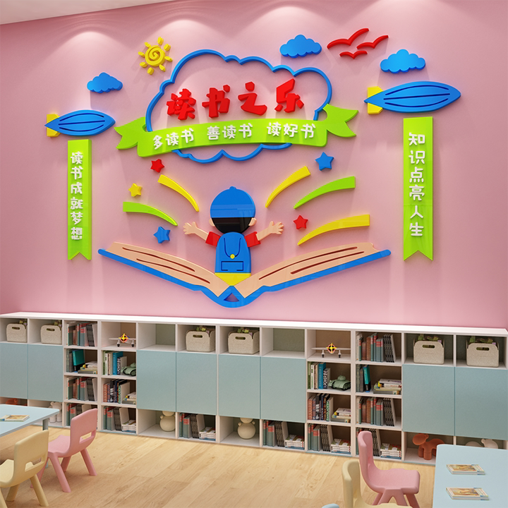 图书阅读布置装饰阅览区绘本本馆环创幼儿园小学墙贴