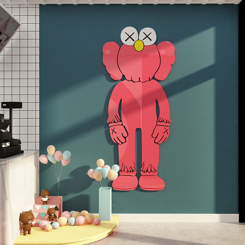 布置芝麻街网红打卡拍照区奶茶茶店墙壁装饰画蛋糕墙贴