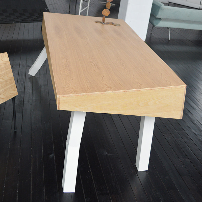 祁人设计不规则桌子工作台斜面家用工作室原色铁艺电脑桌