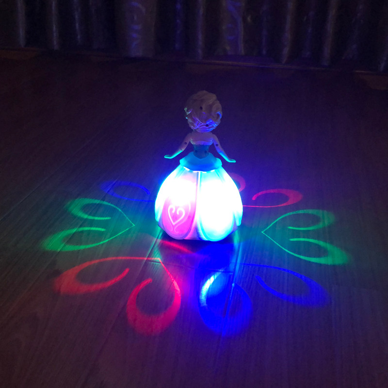 抖音款爱莎艾莎白雪公主跳舞旋转音乐灯光女孩玩具生日礼物