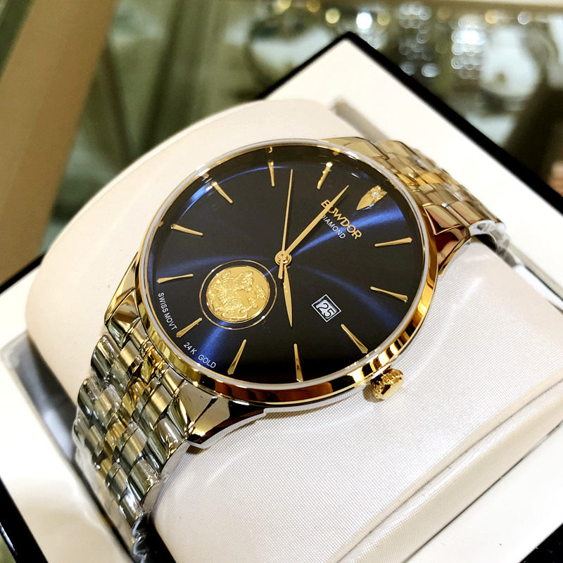 宝舵正品情侣表日历男真石英表超薄手表貔貅金貔貅国产腕表