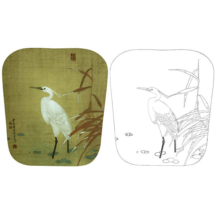 工笔画白描底稿实物勾线白纸打印稿龚雪青古典小品国画