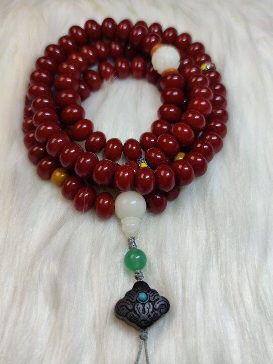 菩提抖音108颗红心心血佛珠手持手串手链文玩菩提