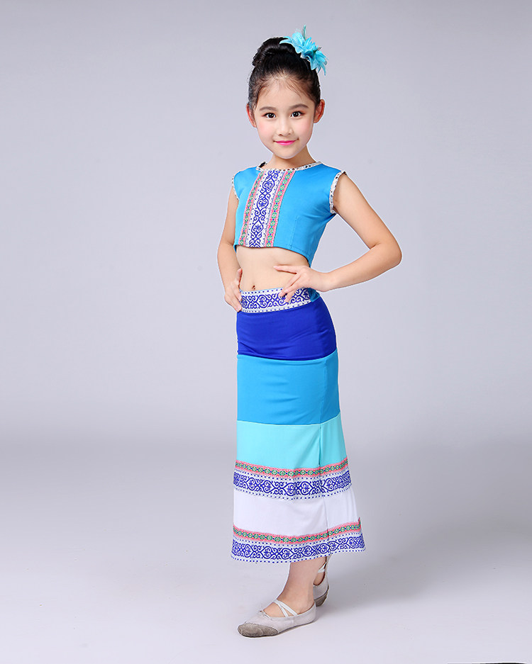 傣族儿童舞蹈孔雀舞演出演出服服装女童少儿鱼尾儿童演出服