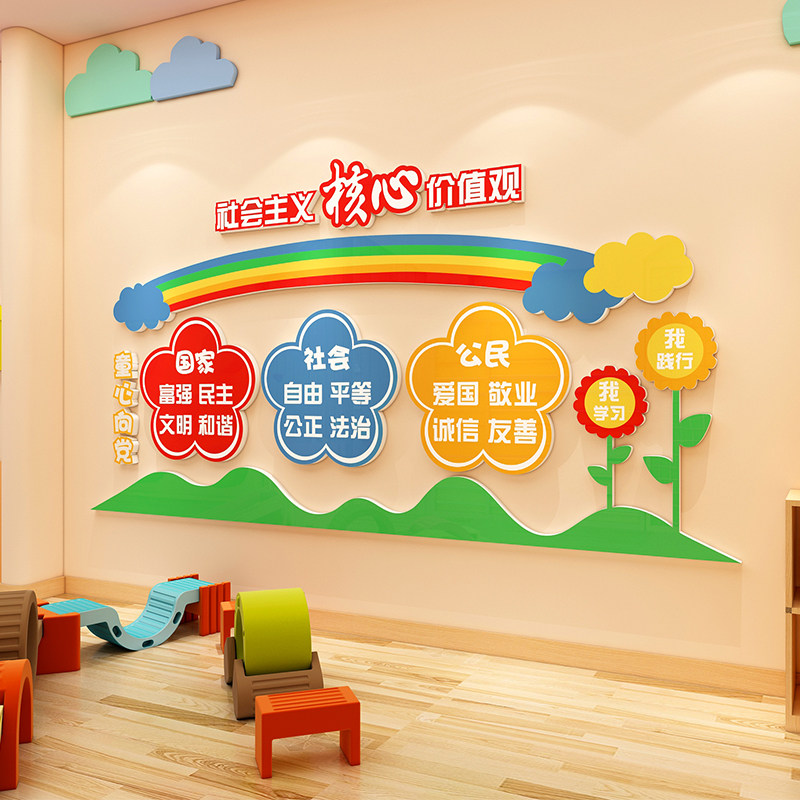社会主义核心价值观主题墙贴幼儿园墙面装饰环创文化墙贴